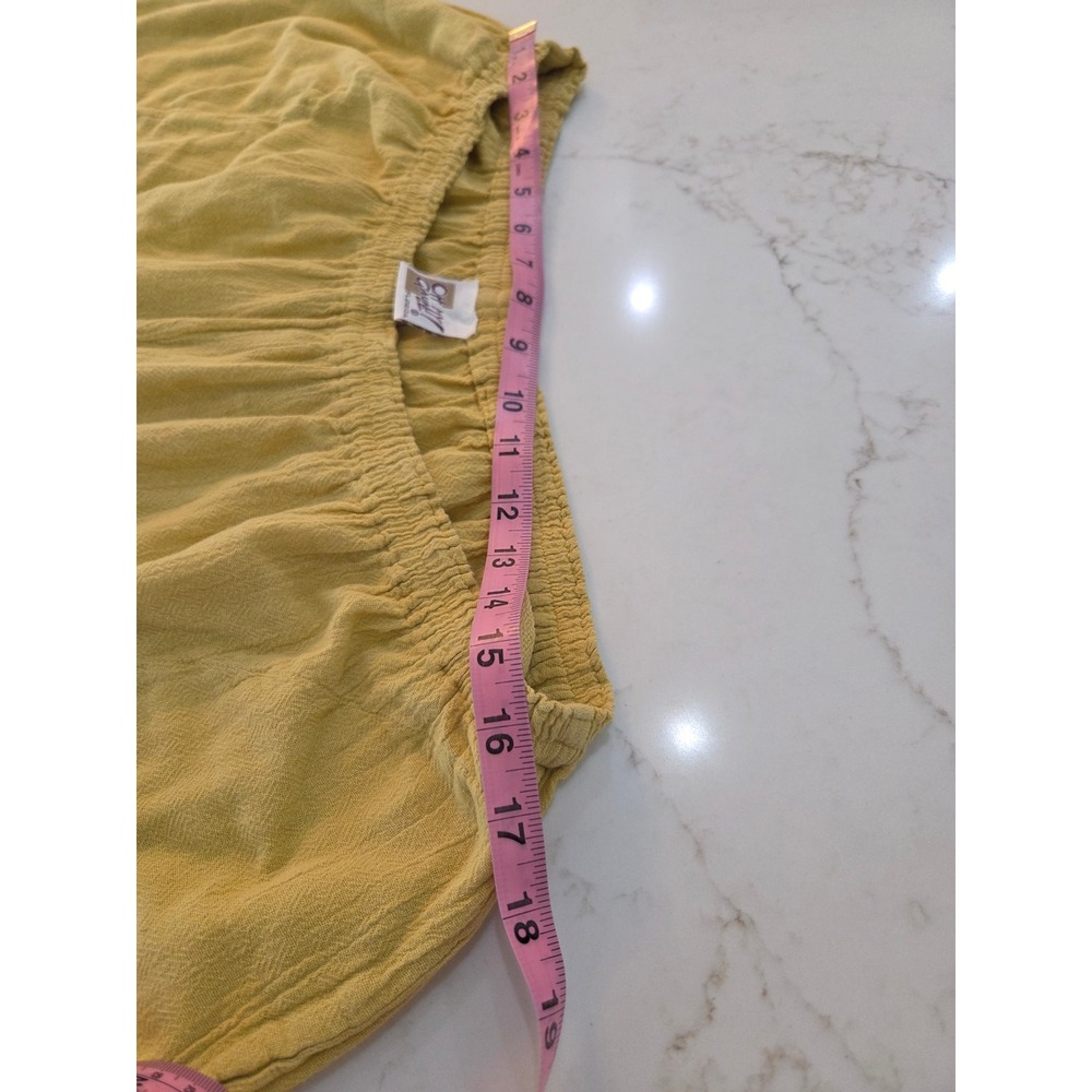 Oh My Gauze! Tapered Pants Size 3 Yellow Cotton Elastic Waist Lagenlook Boho - Picture 6 of 10